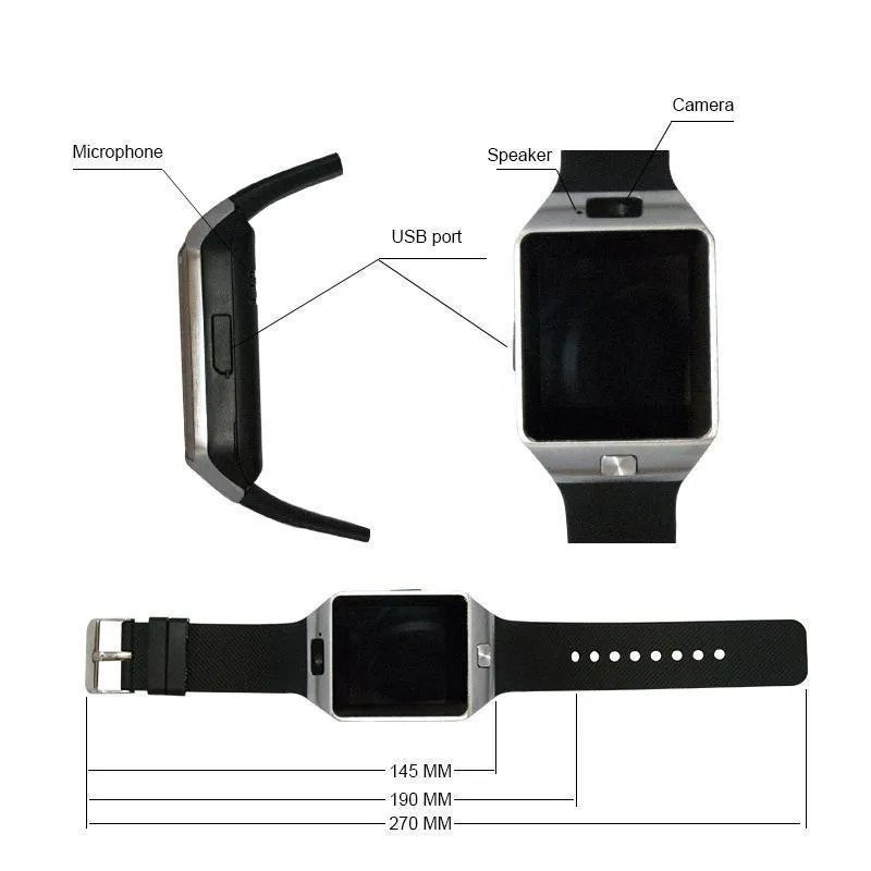 New Smart Watch With Camera Bluetooth Wristwatch Support SIM TF Card Smartwatch For iOS Android Phones