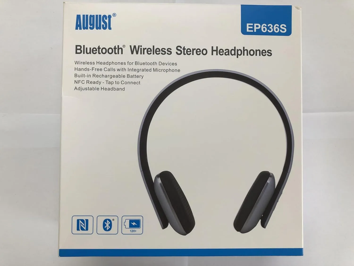 On Ear Wireless Bluetooth Headphones with Microphone -  EP636 - Bluetooth Version 4.1   EDR, Lightweight Engineering NFC One Tap to Connect for Android and Apple - Silver