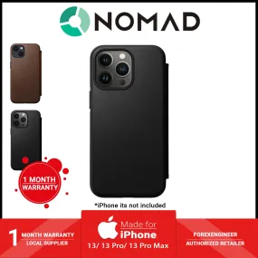 [ONLINE EXCLUSIVE] Nomad Modern Leather Folio Rugged Case for iPhone 13 Pro Max 6.7" 5G - MagSafe Compatible - Black (Barcode: 856500010793)