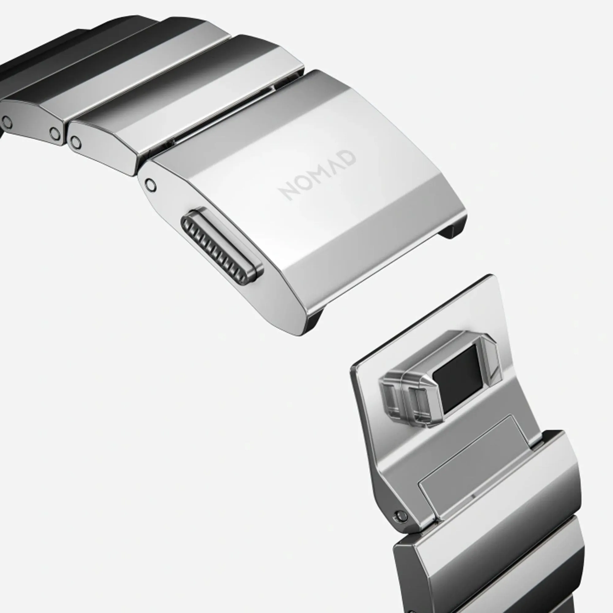 [ONLINE EXCLUSIVE] Nomad Stainless Steel Band (Version 2) for Apple Watch 41 - 40 -  38 mm (Series 8 - SE - 7 - 6 - 5 - 4 - 3 - 2 ) - Silver ( Barcode: 856500011783 )