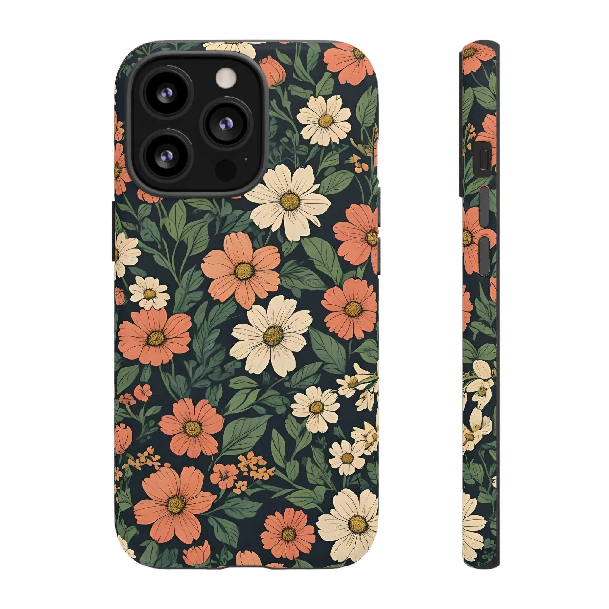 Orange & White Floral Phone Case - Elegant Protection for iPhone, Samsung, and Google Phones