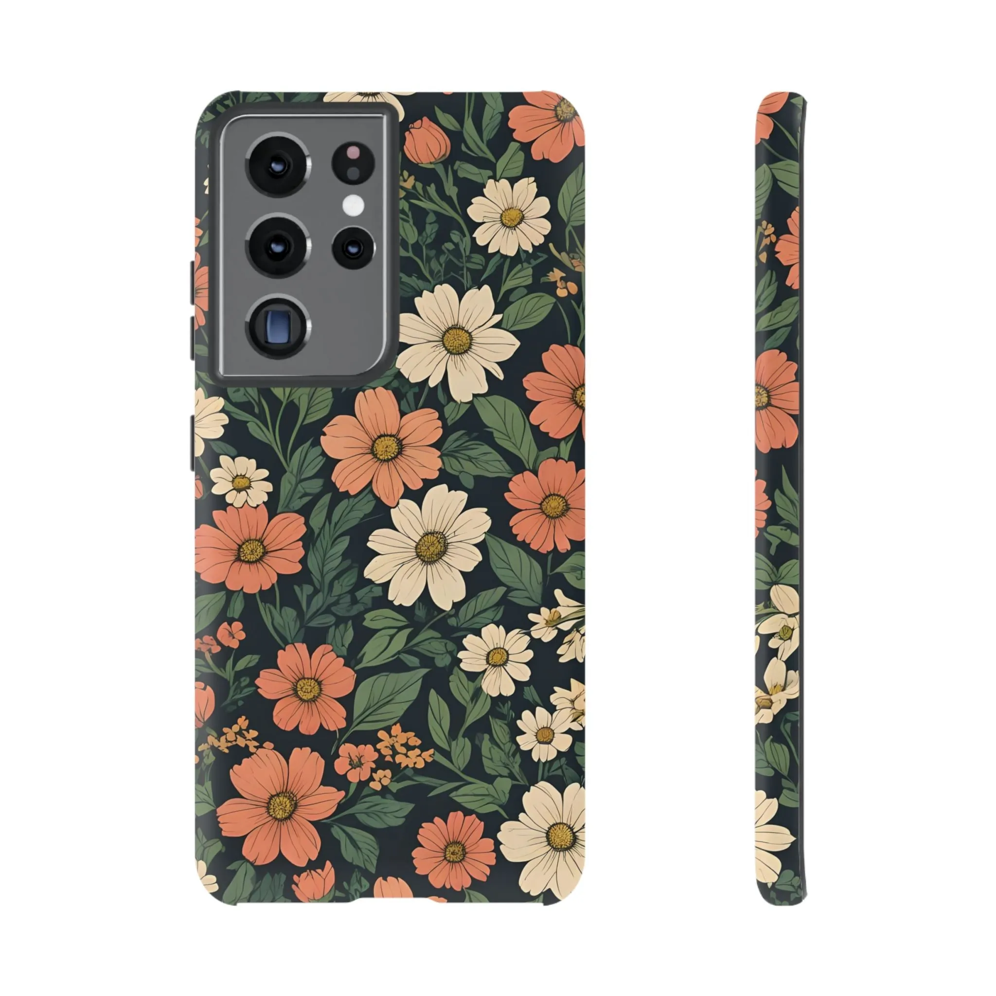 Orange & White Floral Phone Case - Elegant Protection for iPhone, Samsung, and Google Phones