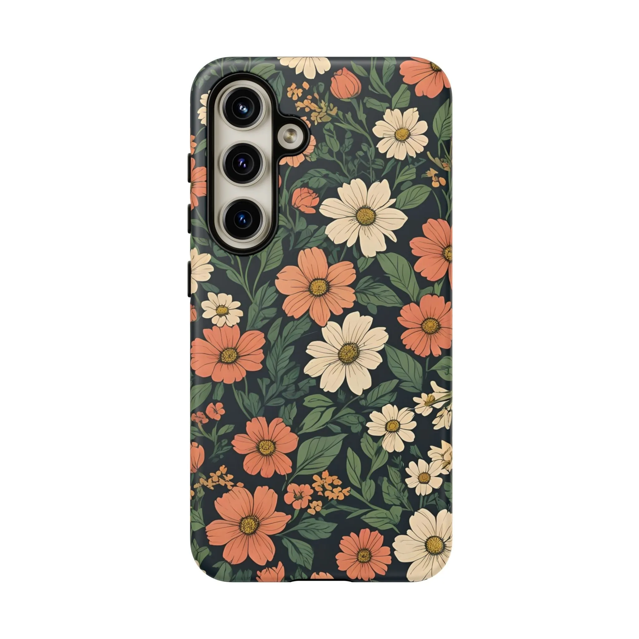 Orange & White Floral Phone Case - Elegant Protection for iPhone, Samsung, and Google Phones