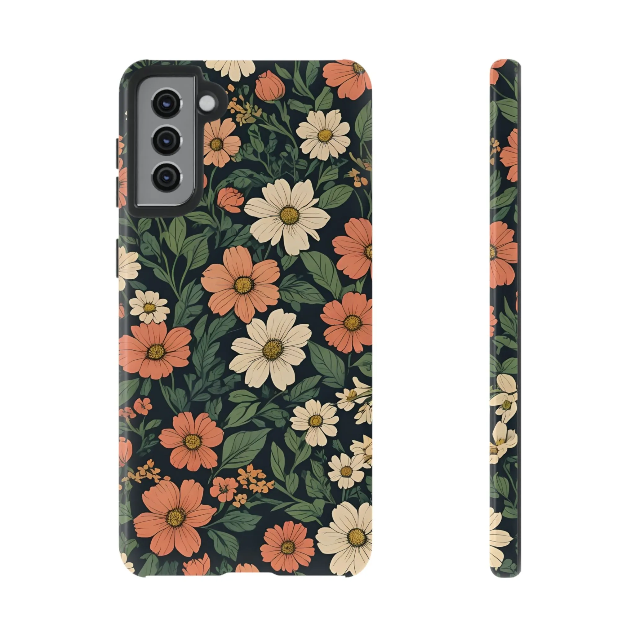 Orange & White Floral Phone Case - Elegant Protection for iPhone, Samsung, and Google Phones