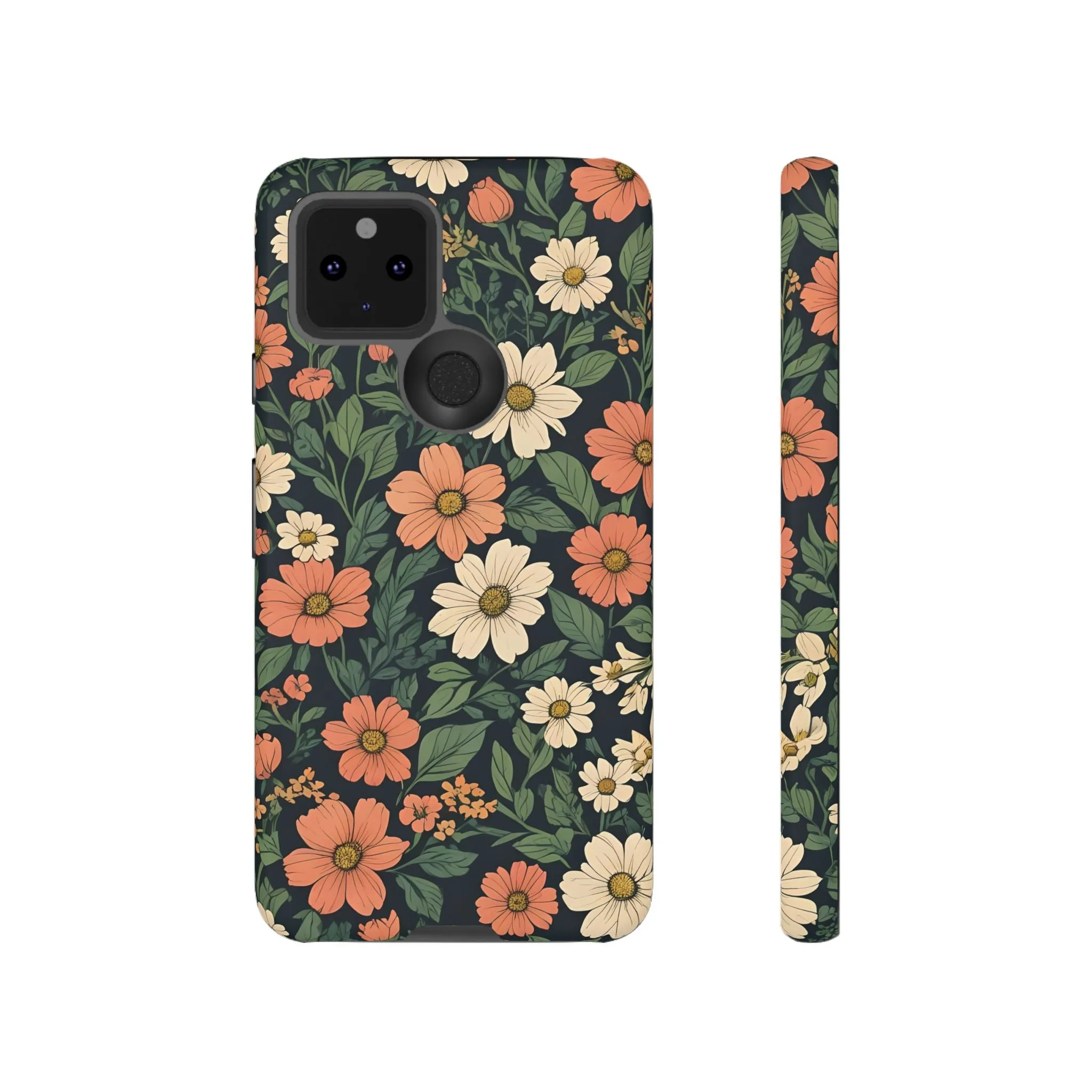 Orange & White Floral Phone Case - Elegant Protection for iPhone, Samsung, and Google Phones