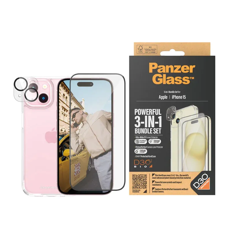 PanzerGlass 360 Bundle with D30 Clear for iPhone 15 Series