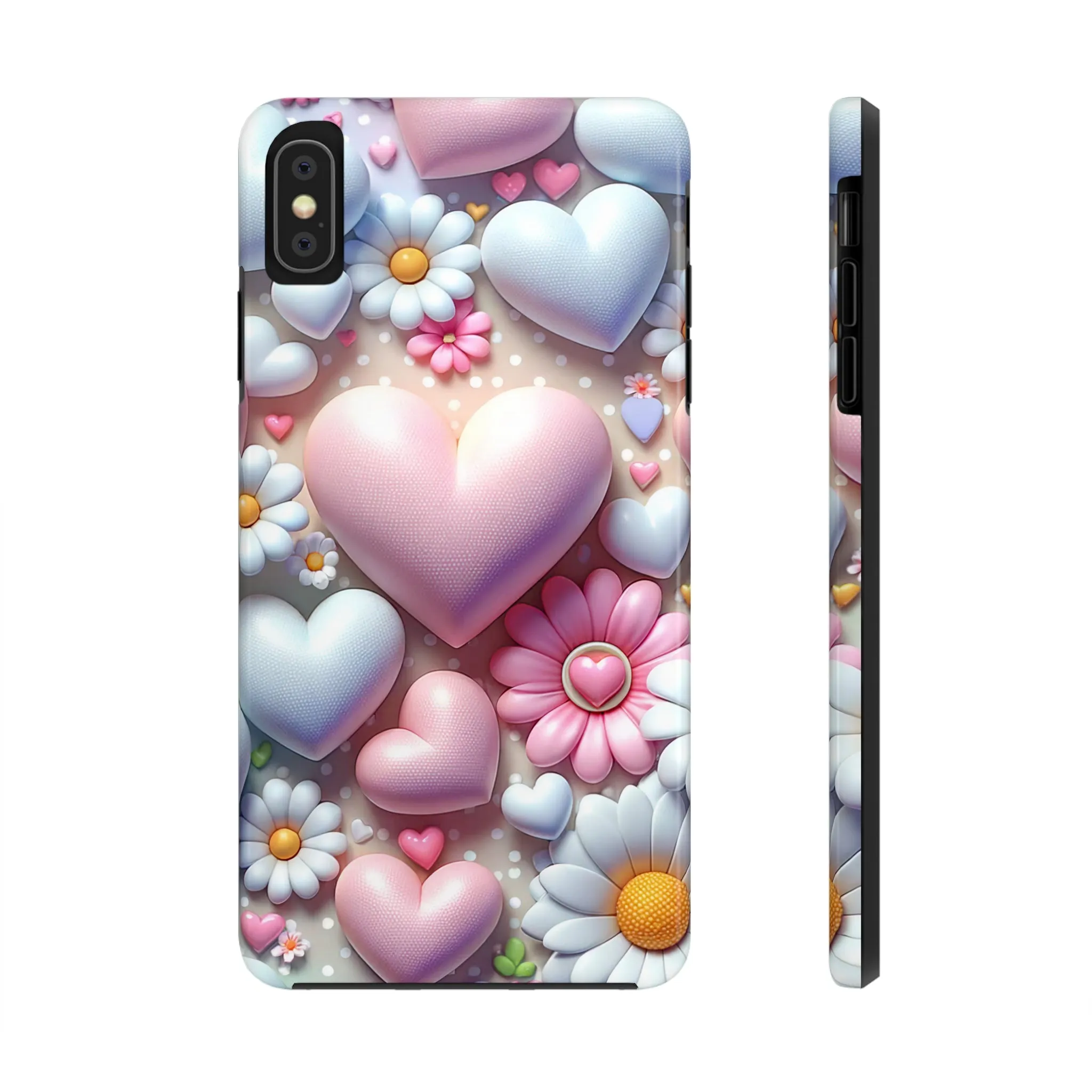 Pastel Heart and Flower Digital print Design Tough Phone Case compatible with a large variety of iPhone models, Gift, Phone Case