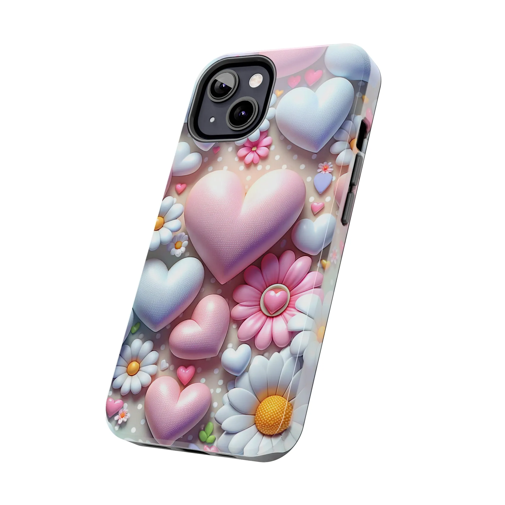 Pastel Heart and Flower Digital print Design Tough Phone Case compatible with a large variety of iPhone models, Gift, Phone Case