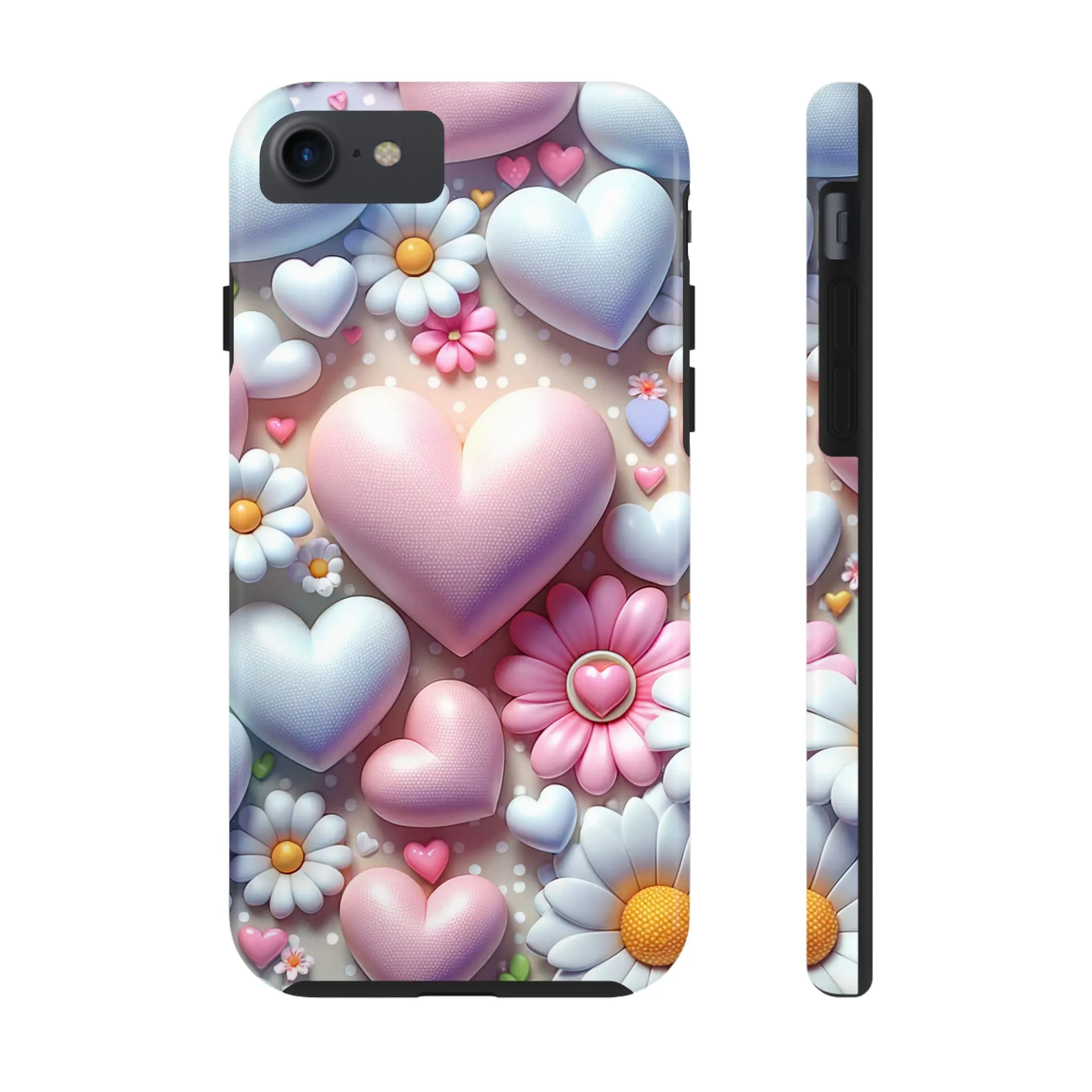 Pastel Heart and Flower Digital print Design Tough Phone Case compatible with a large variety of iPhone models, Gift, Phone Case