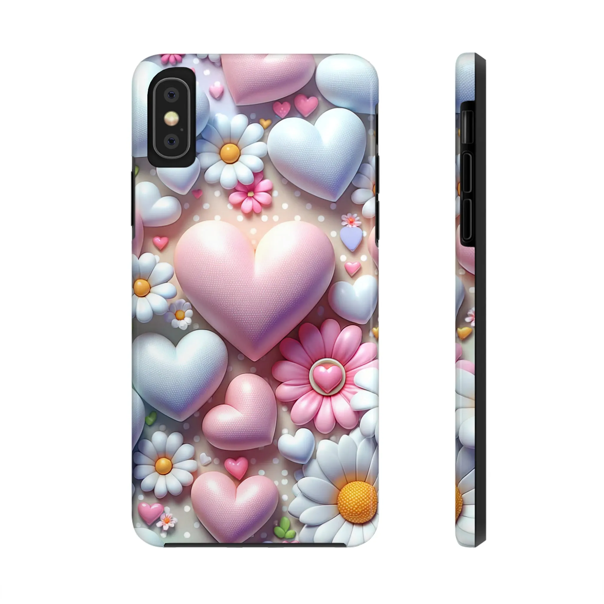 Pastel Heart and Flower Digital print Design Tough Phone Case compatible with a large variety of iPhone models, Gift, Phone Case