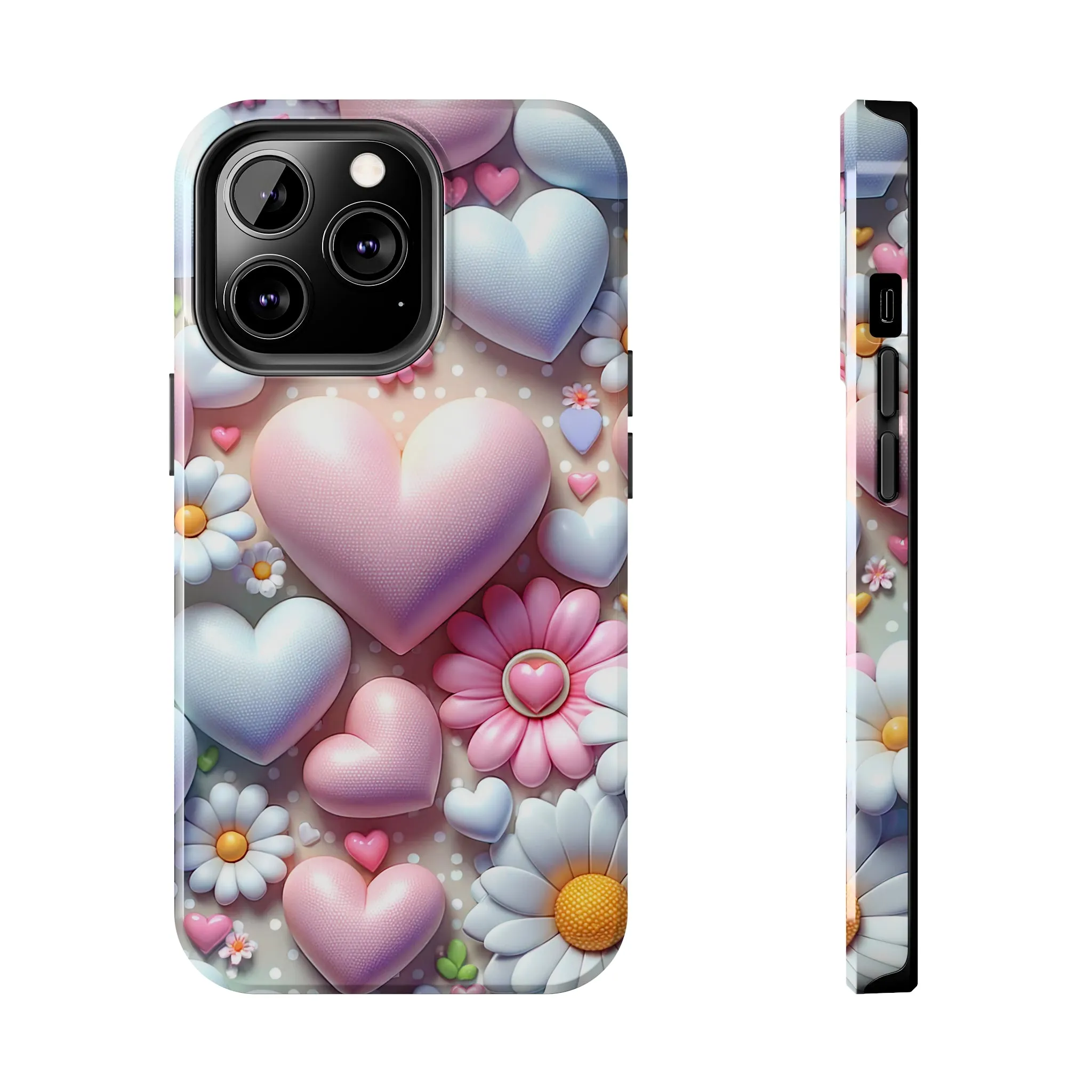 Pastel Heart and Flower Digital print Design Tough Phone Case compatible with a large variety of iPhone models, Gift, Phone Case