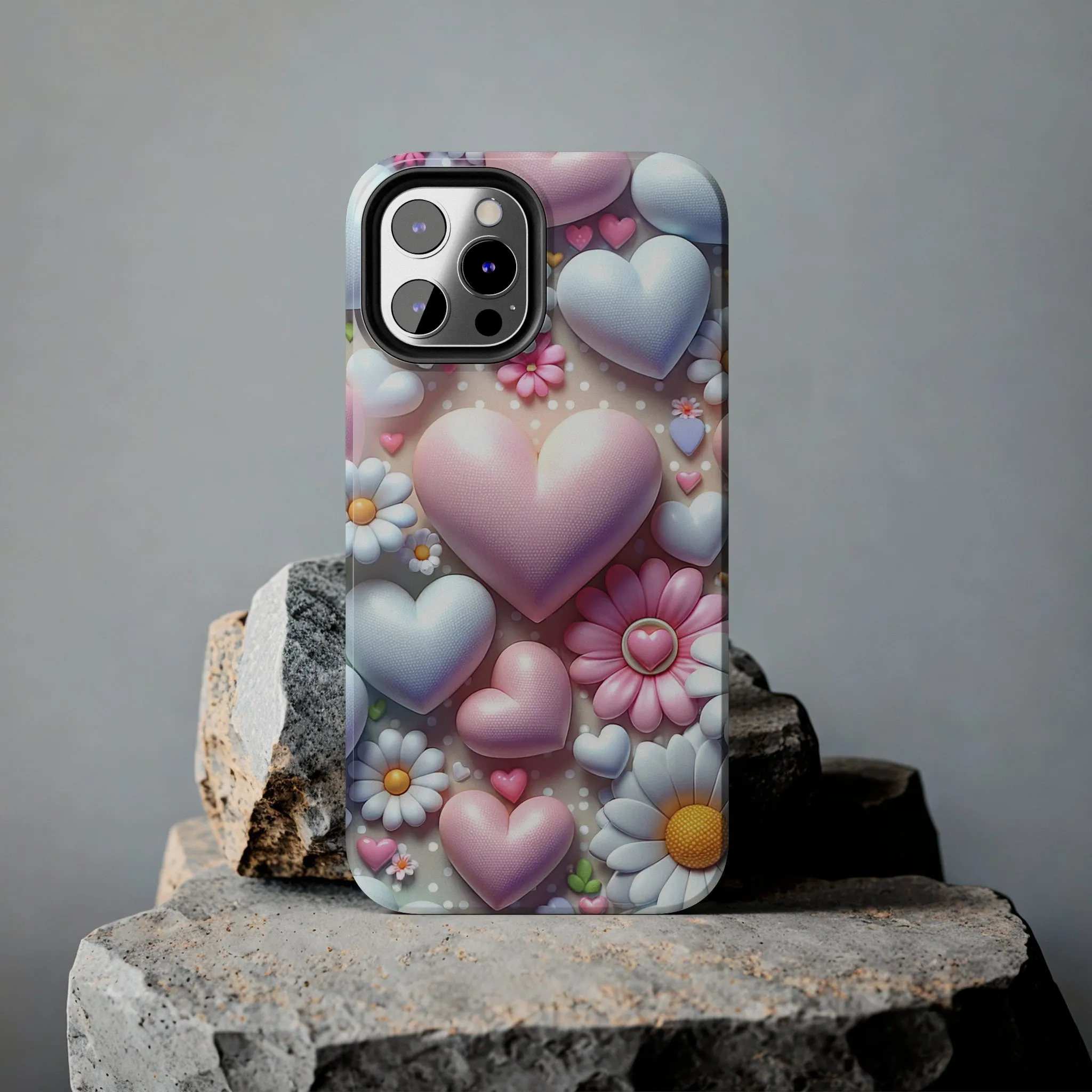 Pastel Heart and Flower Digital print Design Tough Phone Case compatible with a large variety of iPhone models, Gift, Phone Case