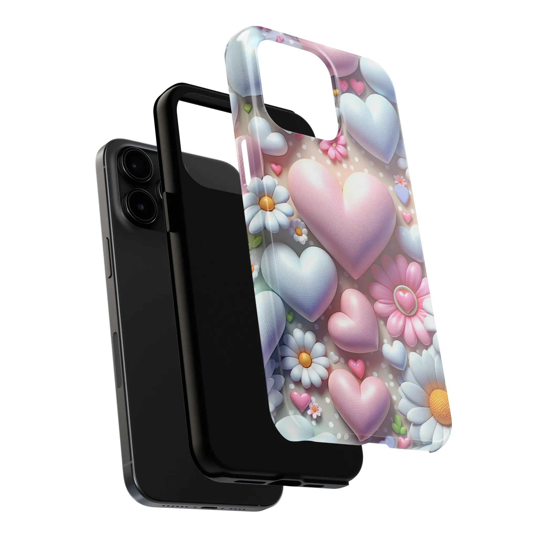 Pastel Heart and Flower Digital print Design Tough Phone Case compatible with a large variety of iPhone models, Gift, Phone Case