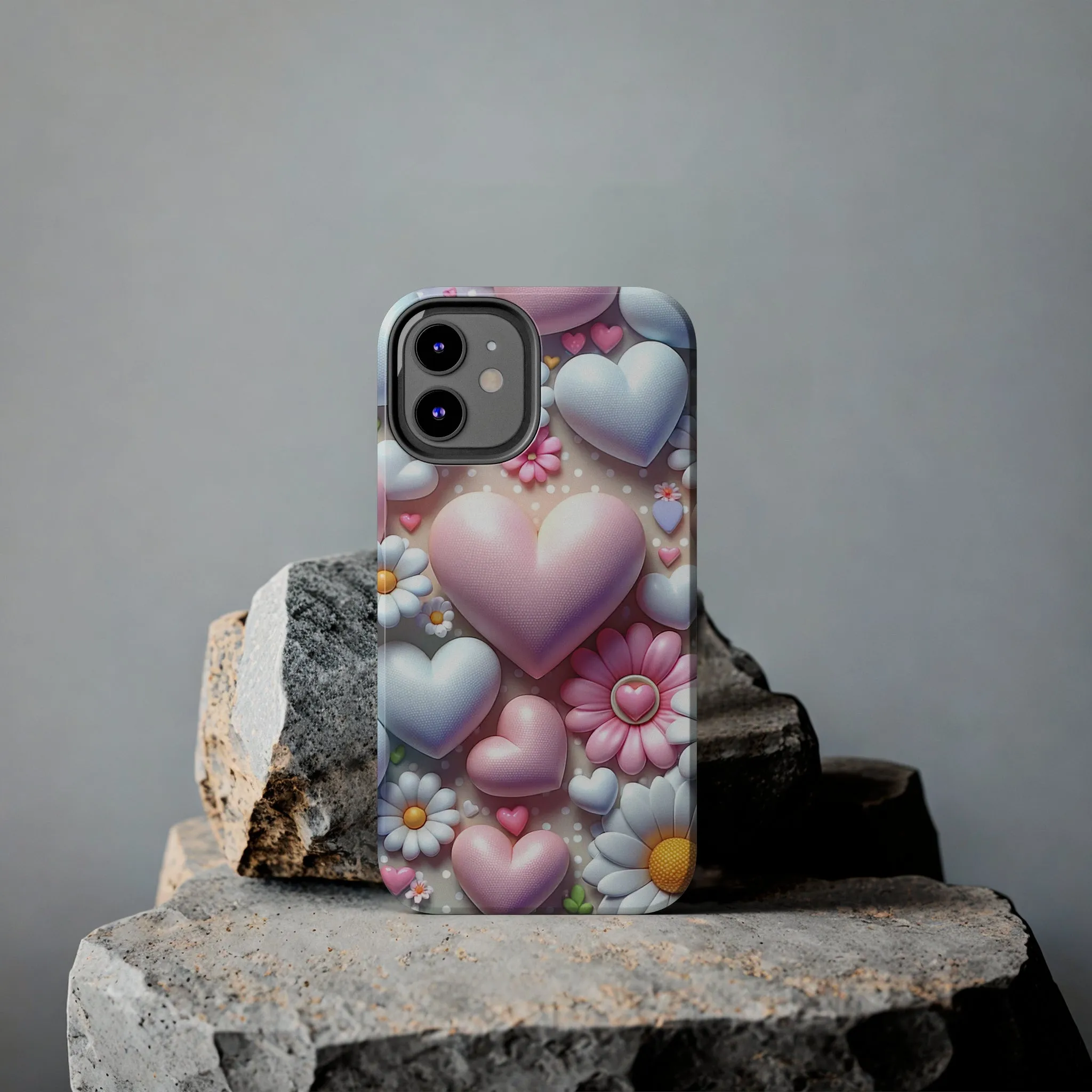 Pastel Heart and Flower Digital print Design Tough Phone Case compatible with a large variety of iPhone models, Gift, Phone Case