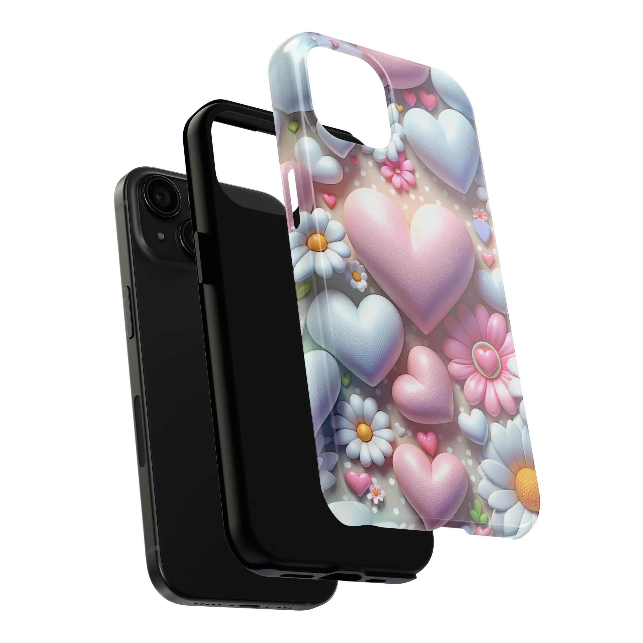 Pastel Heart and Flower Digital print Design Tough Phone Case compatible with a large variety of iPhone models, Gift, Phone Case