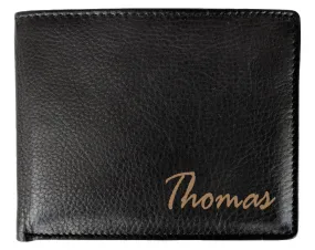 Personal Name on Leather Wallet Holiday Gift for Family Member Mom Dad Sister Brother Unique Birthday Idea Custom Fathers Day Christmas