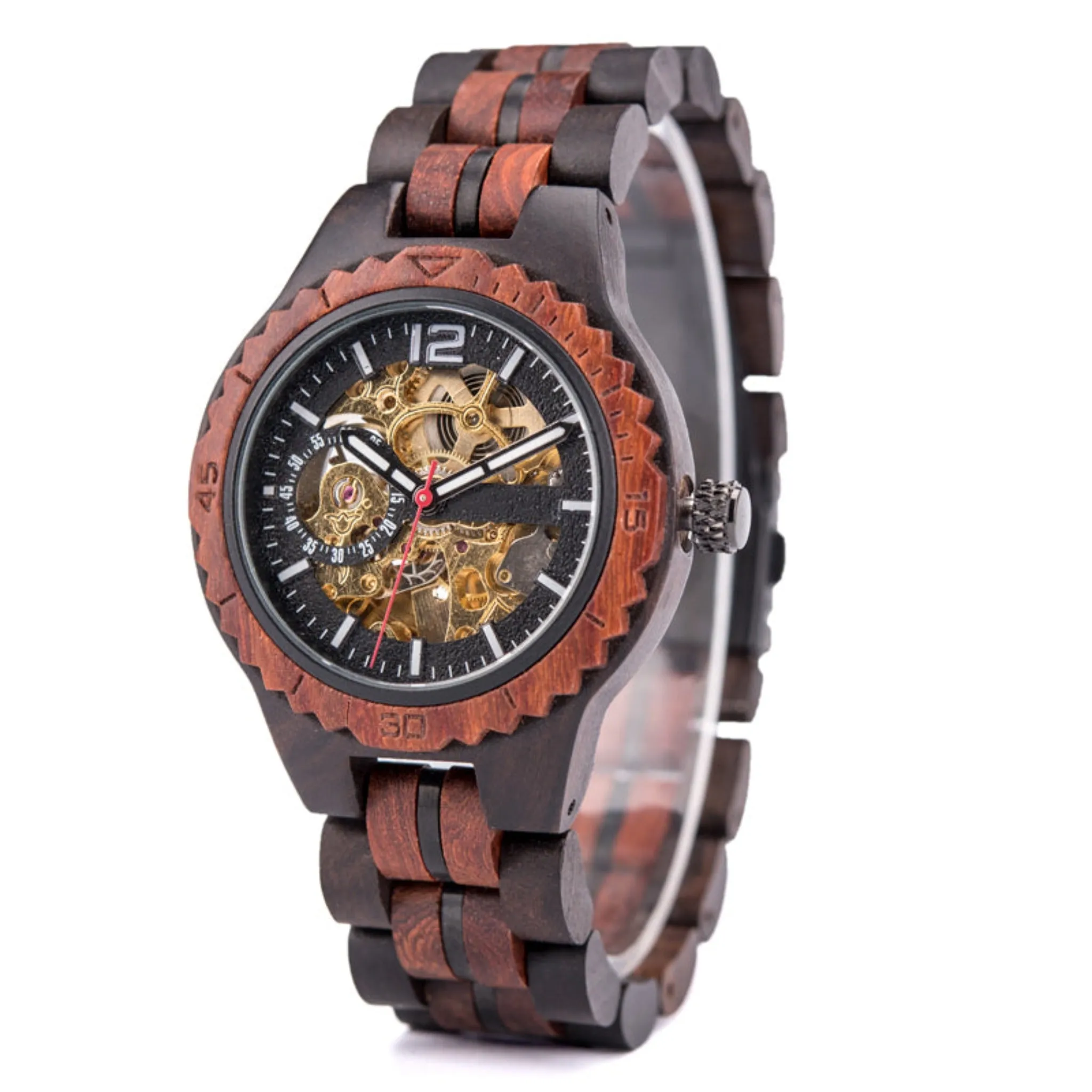 Philadelphia - Ebony & Red Sandalwood Automatic Mechanical Watch