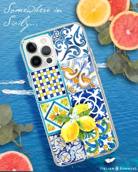 Phone Case SICILIAN SPRING, Italy phone Case, Sicilian Lemons, Sicilian Tiles, Caltagirone Tiles, Sicilian theme