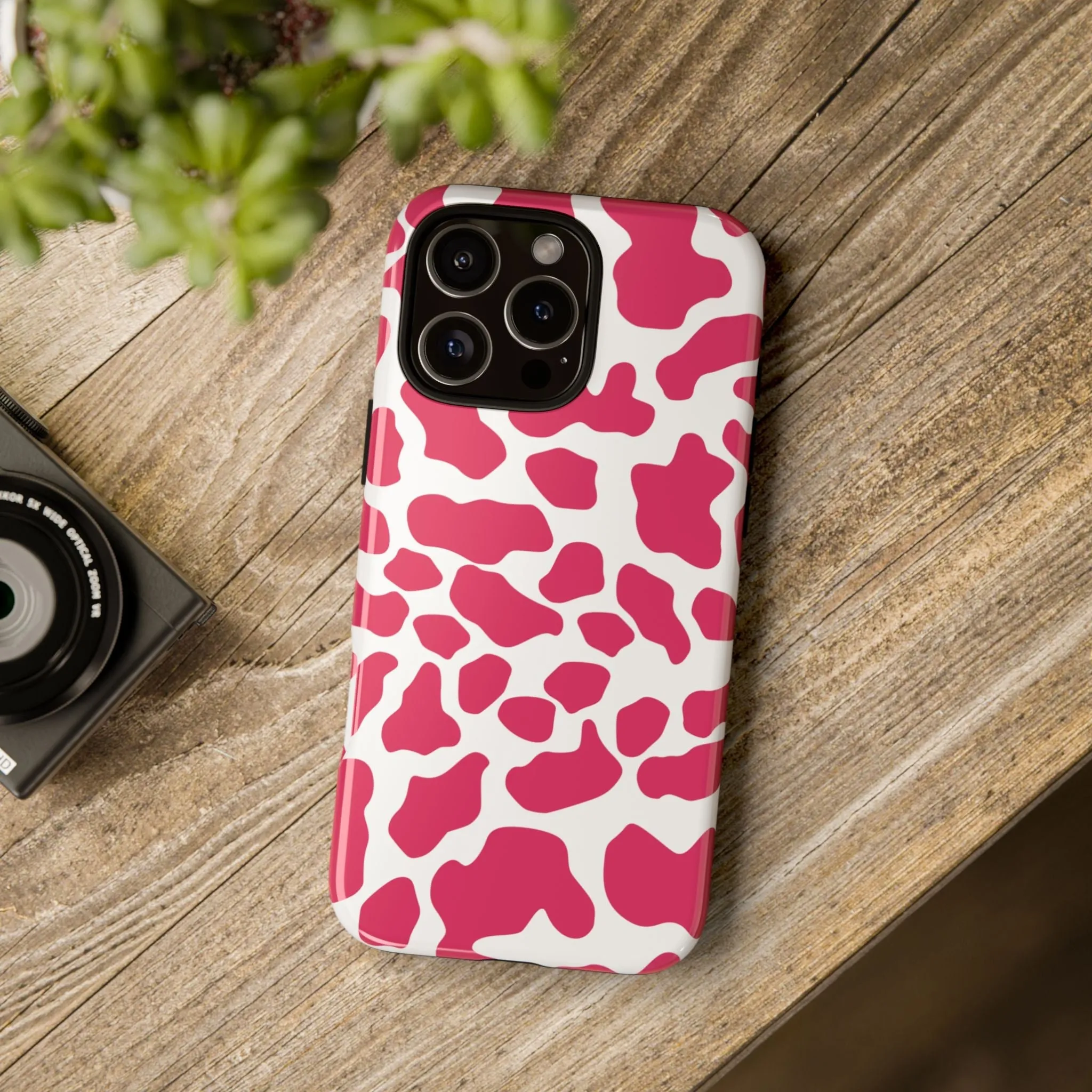 Pink Cow Print Cellphone Case iPhone Samsung Google