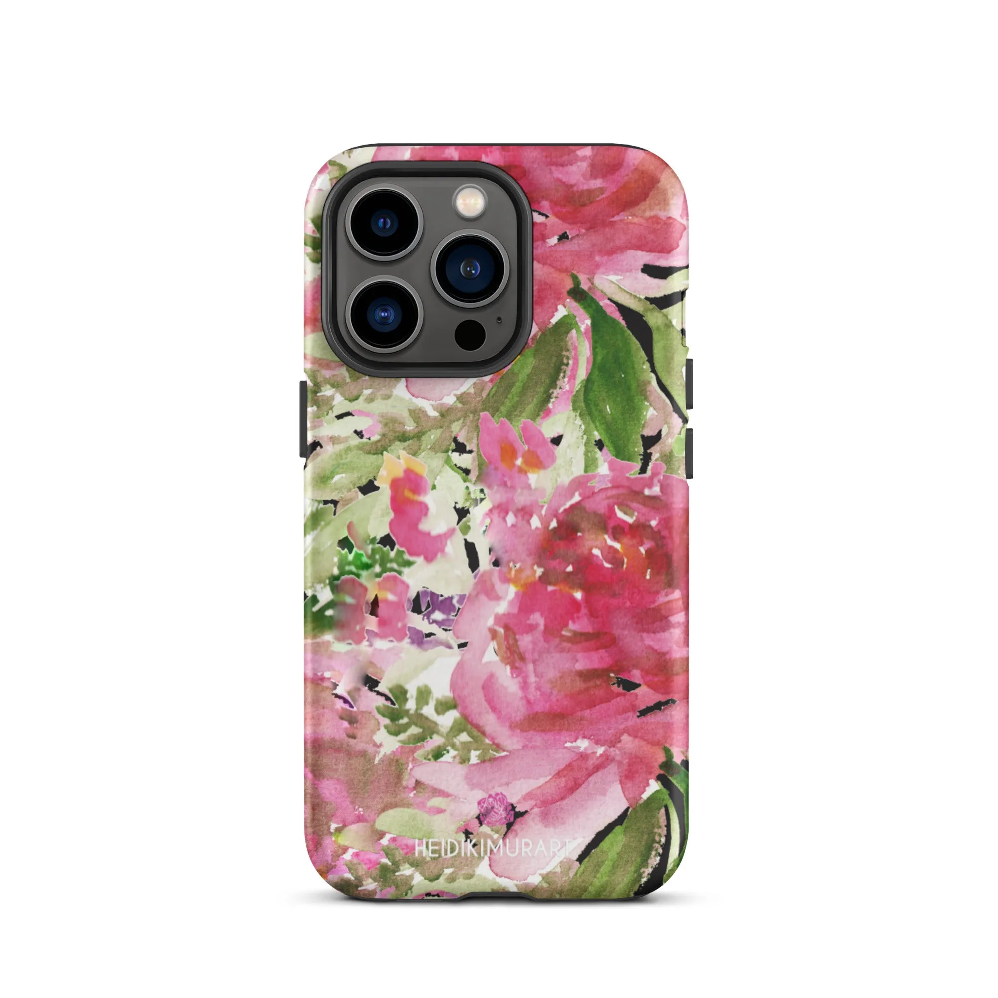 Pink Floral Tough iPhone Case, Flower Rose Print Designer Tough Unisex iPhone Case-Printed in USA/EU