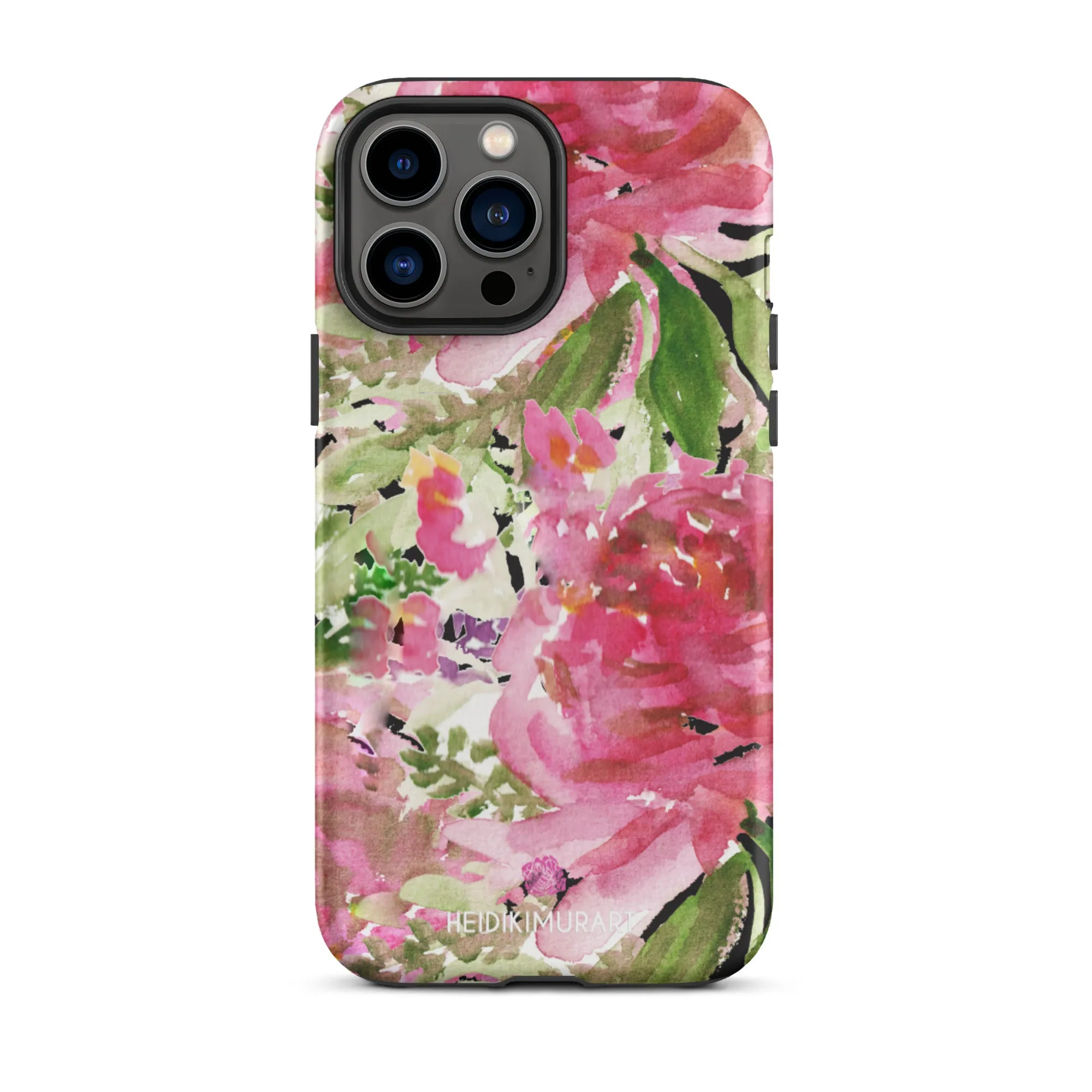 Pink Floral Tough iPhone Case, Flower Rose Print Designer Tough Unisex iPhone Case-Printed in USA/EU