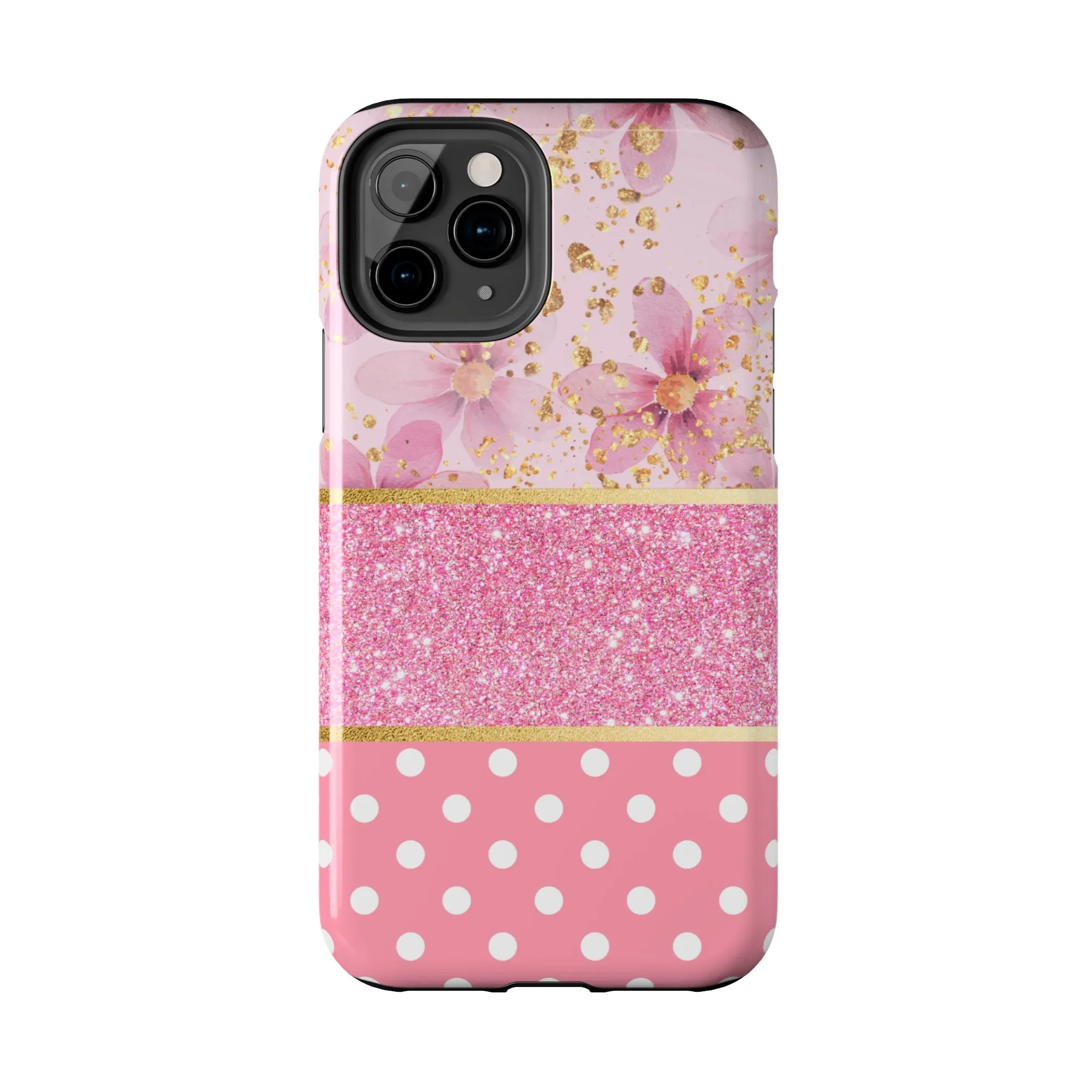 Pink Watercolor flowers and Polka Dot Design Phone Case- Lightweight, Impact Resistant Cover for iPhone 6, 6s, 12, 13, 14, 15