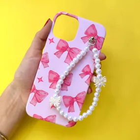 Pinkitty Bow Pearl Fall Chain Phone Cover