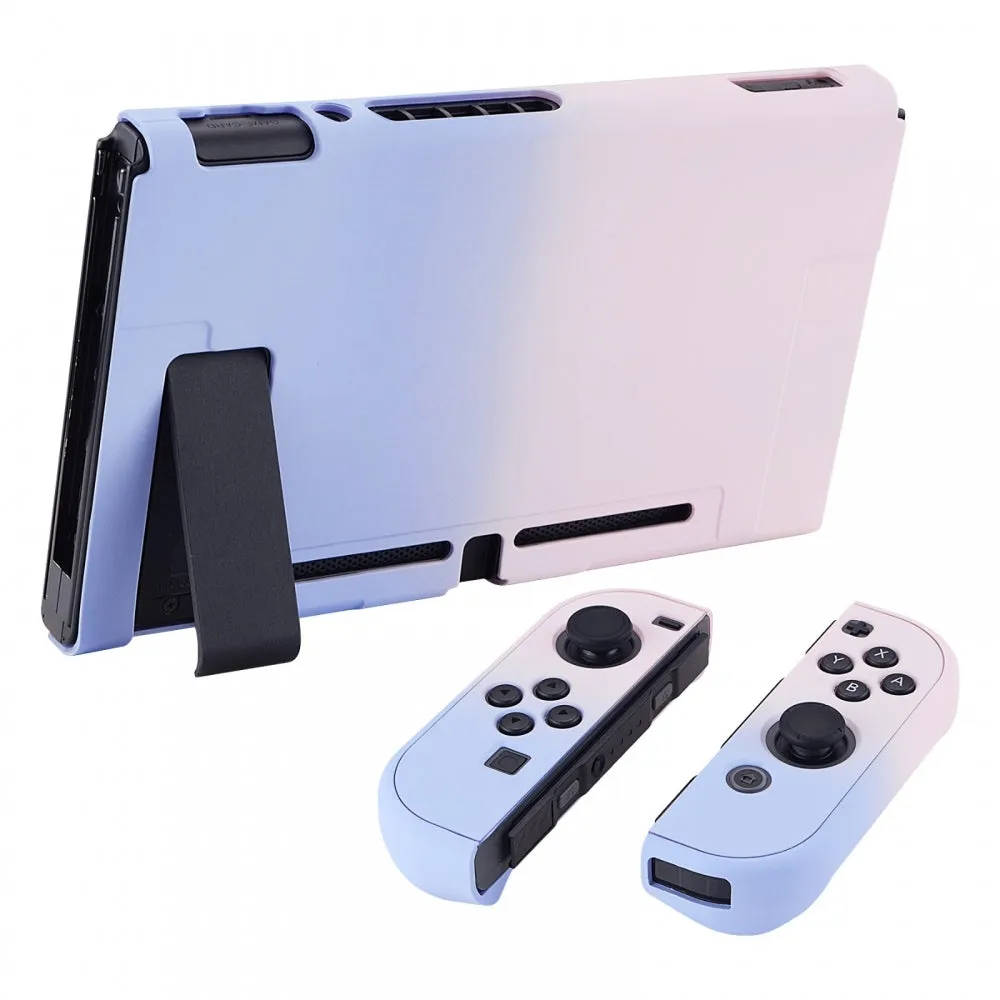 PlayVital Back Cover for Nintendo Switch Console, NS Joycon Handheld Controller Separable Protector Hard Shell, Custom Protective Case for Nintendo Switch - Gradient Pink Violet - NTP330