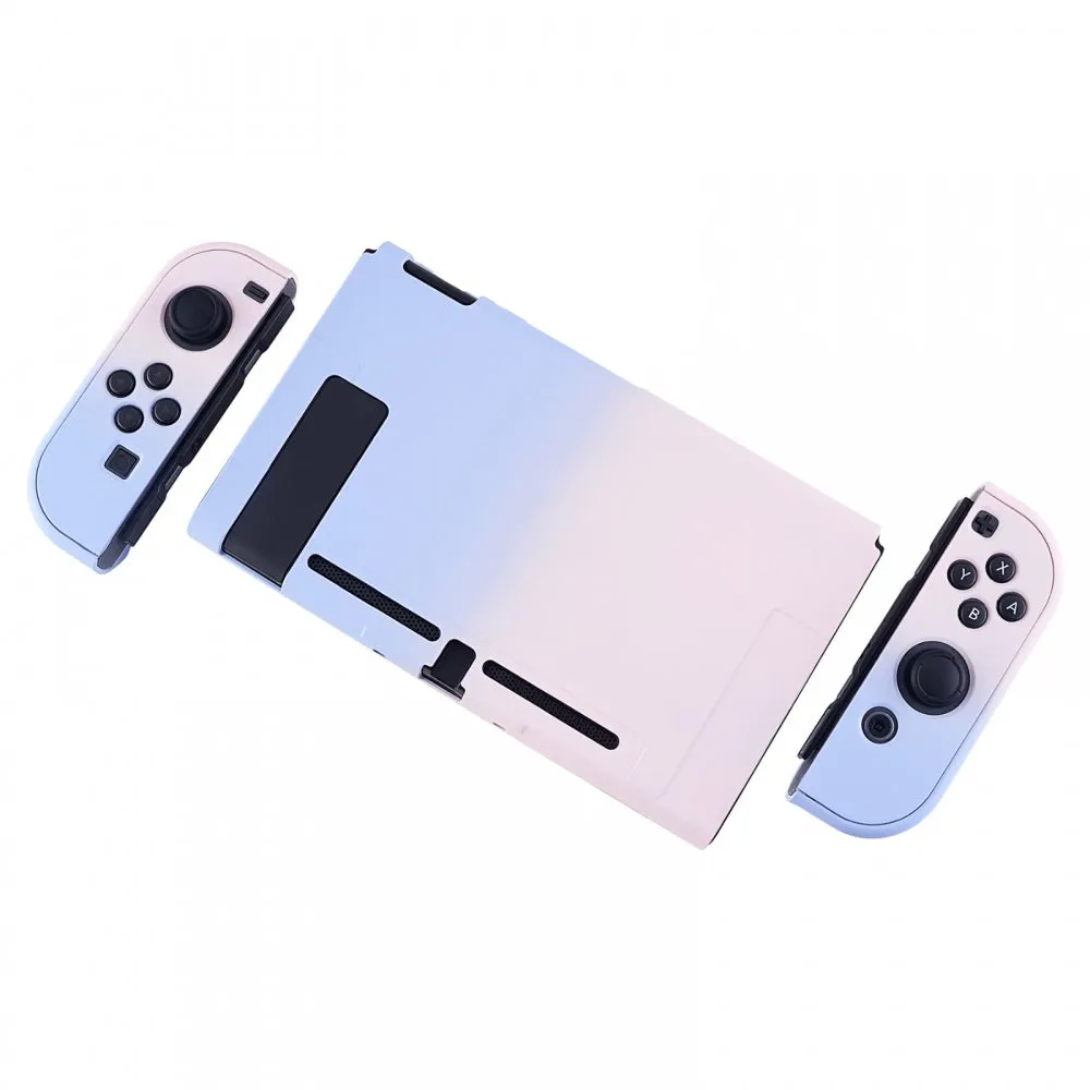 PlayVital Back Cover for Nintendo Switch Console, NS Joycon Handheld Controller Separable Protector Hard Shell, Custom Protective Case for Nintendo Switch - Gradient Pink Violet - NTP330