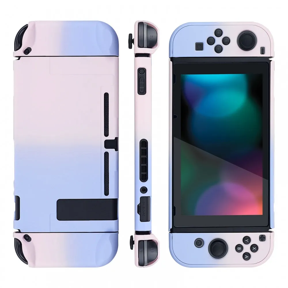 PlayVital Back Cover for Nintendo Switch Console, NS Joycon Handheld Controller Separable Protector Hard Shell, Custom Protective Case for Nintendo Switch - Gradient Pink Violet - NTP330