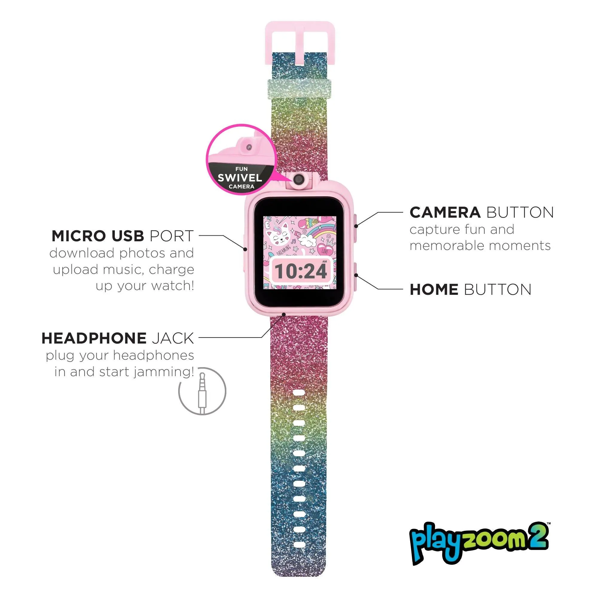 PlayZoom 2 Kids Smartwatch: Rainbow Glitter