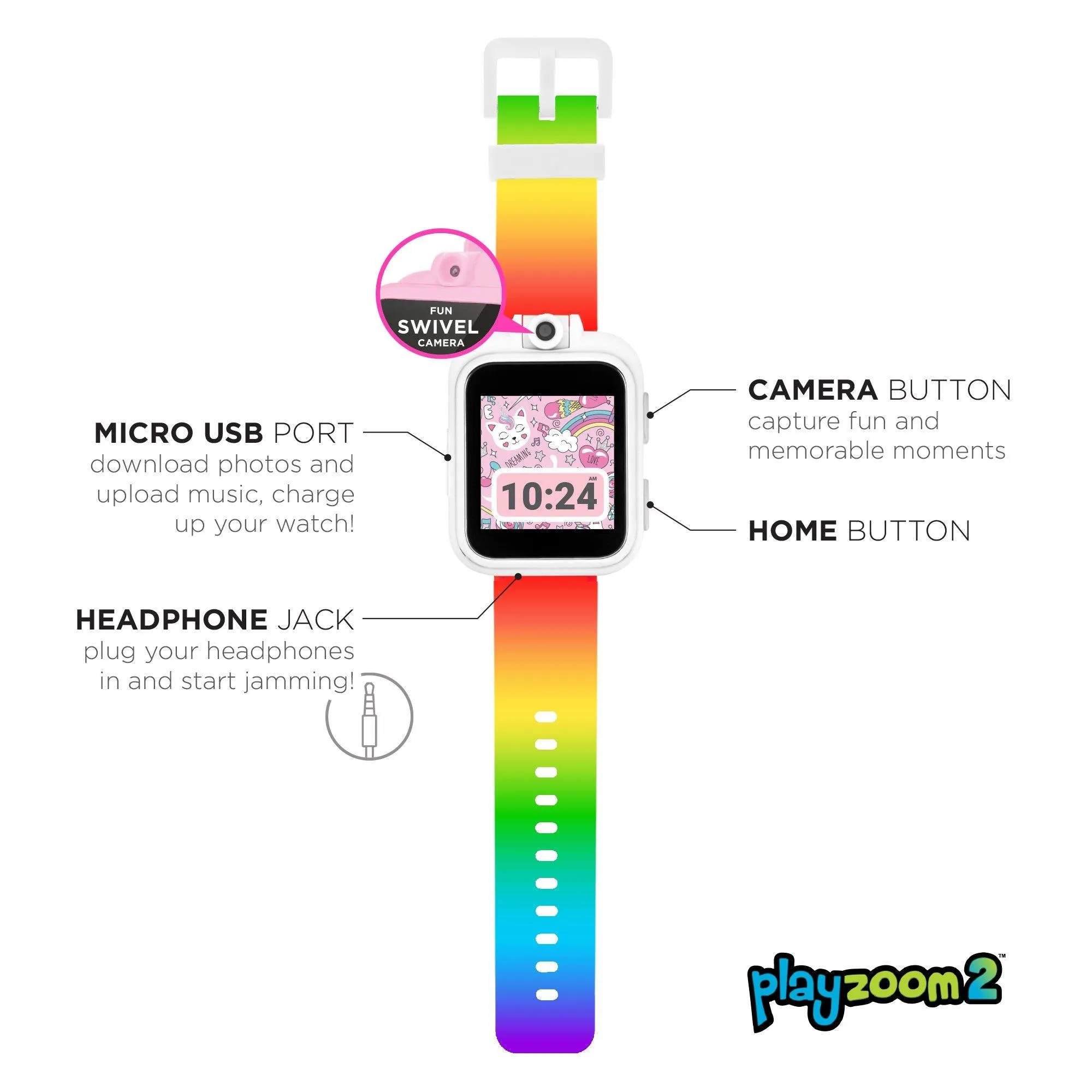 PlayZoom 2 Kids Smartwatch: Rainbow Print