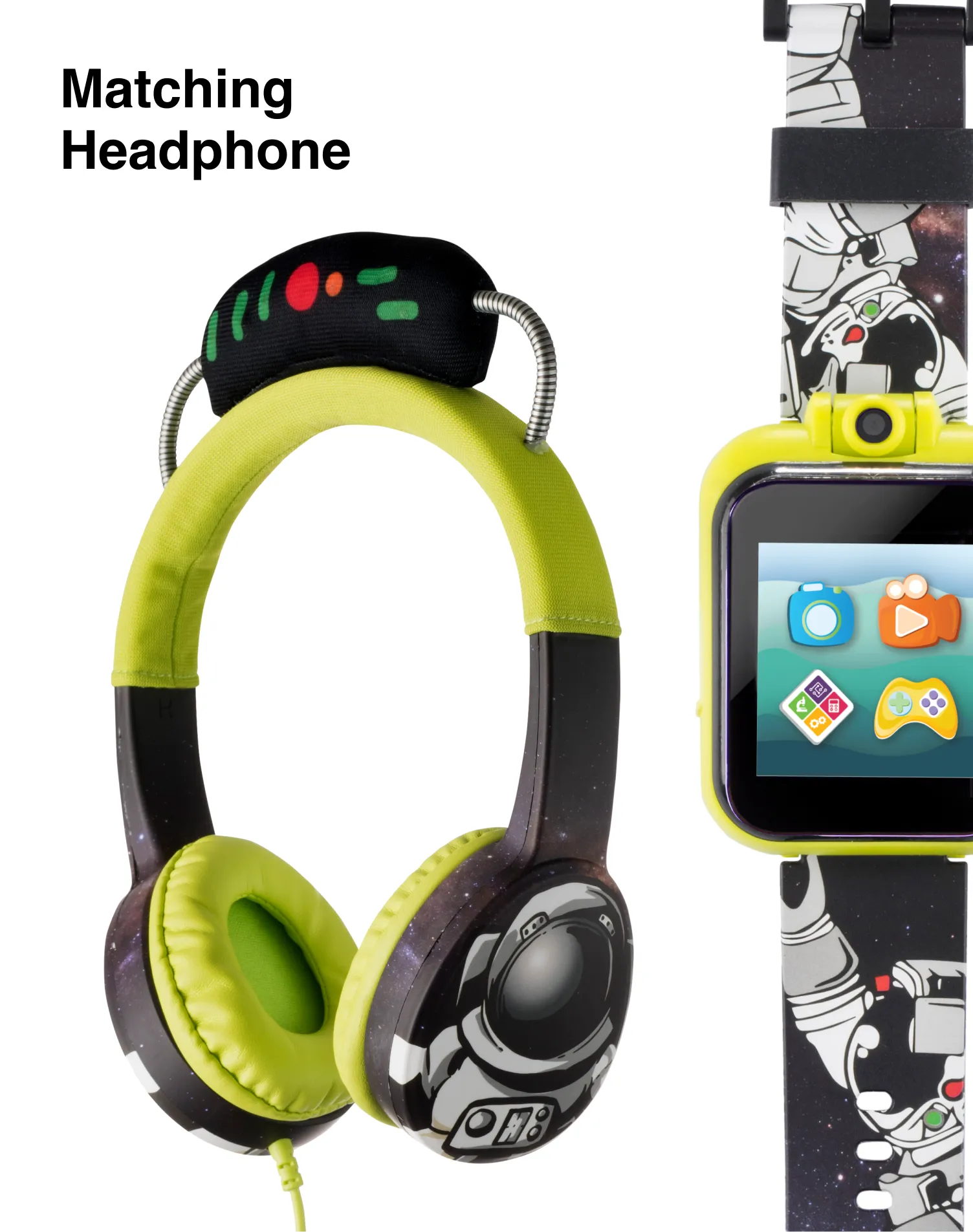 PlayZoom 2 Kids Smartwatch with Headphones: Green Astronaut