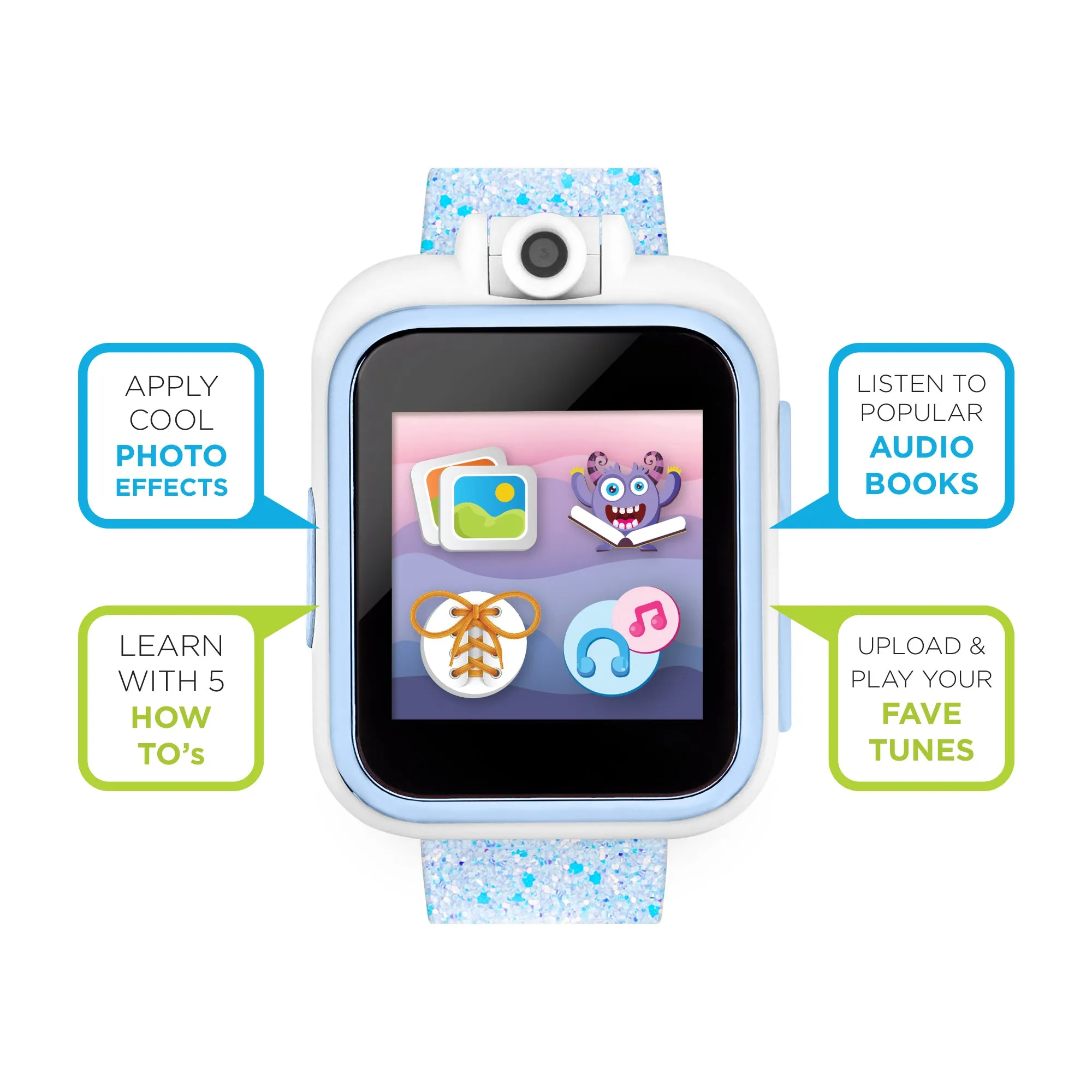 PlayZoom 2 Kids Smartwatch with Headphones: Light Blue Sparkle