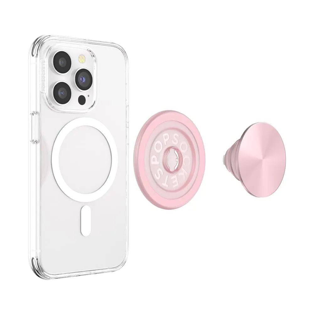 PopSockets Phone Grip with Expanding Kickstand, Compatible with MagSafe, Adapter Ring for MagSafe Included, Wireless Charging Compatible - Pinky