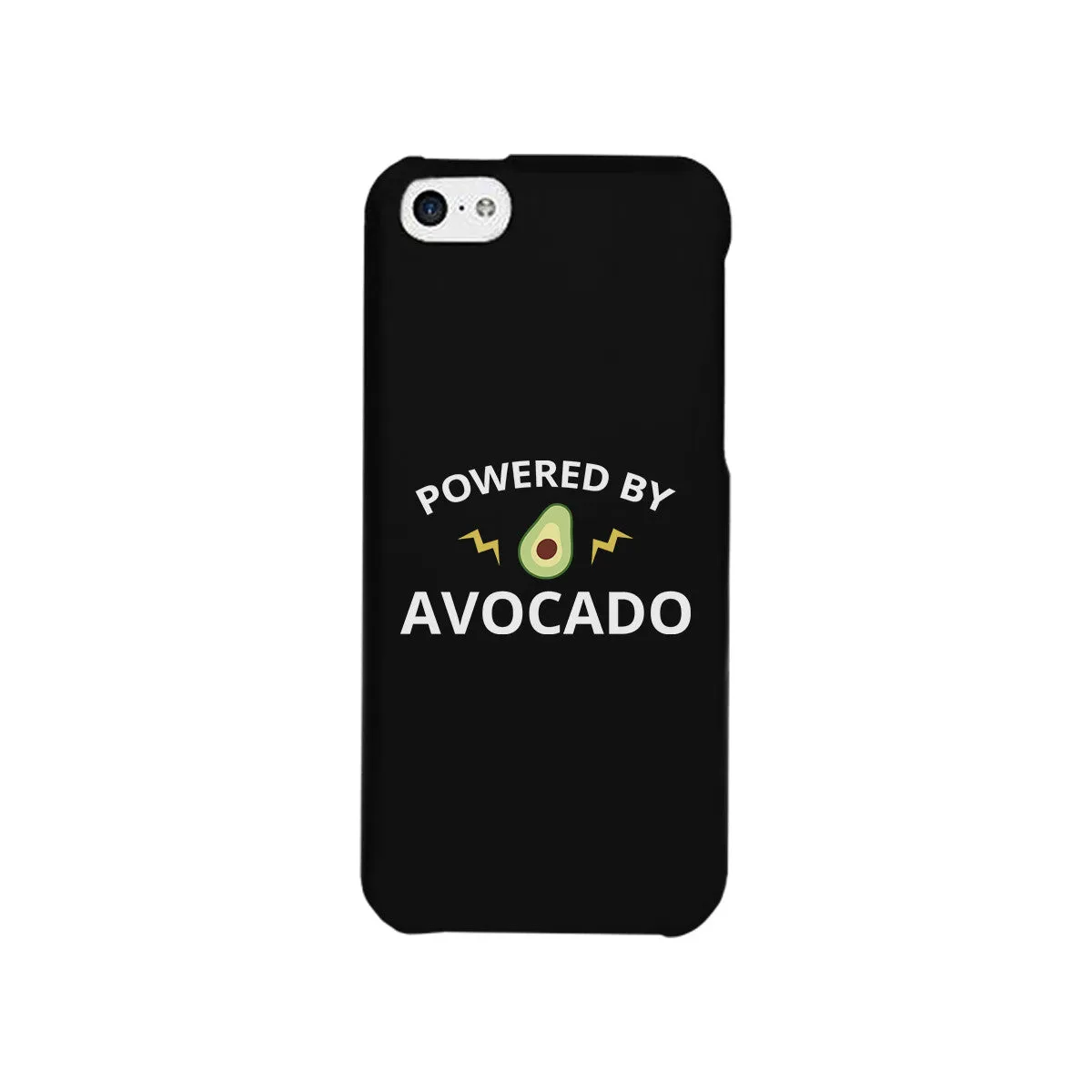 Powered By Avocado Black Phone Case Simple Graphic Phone Case