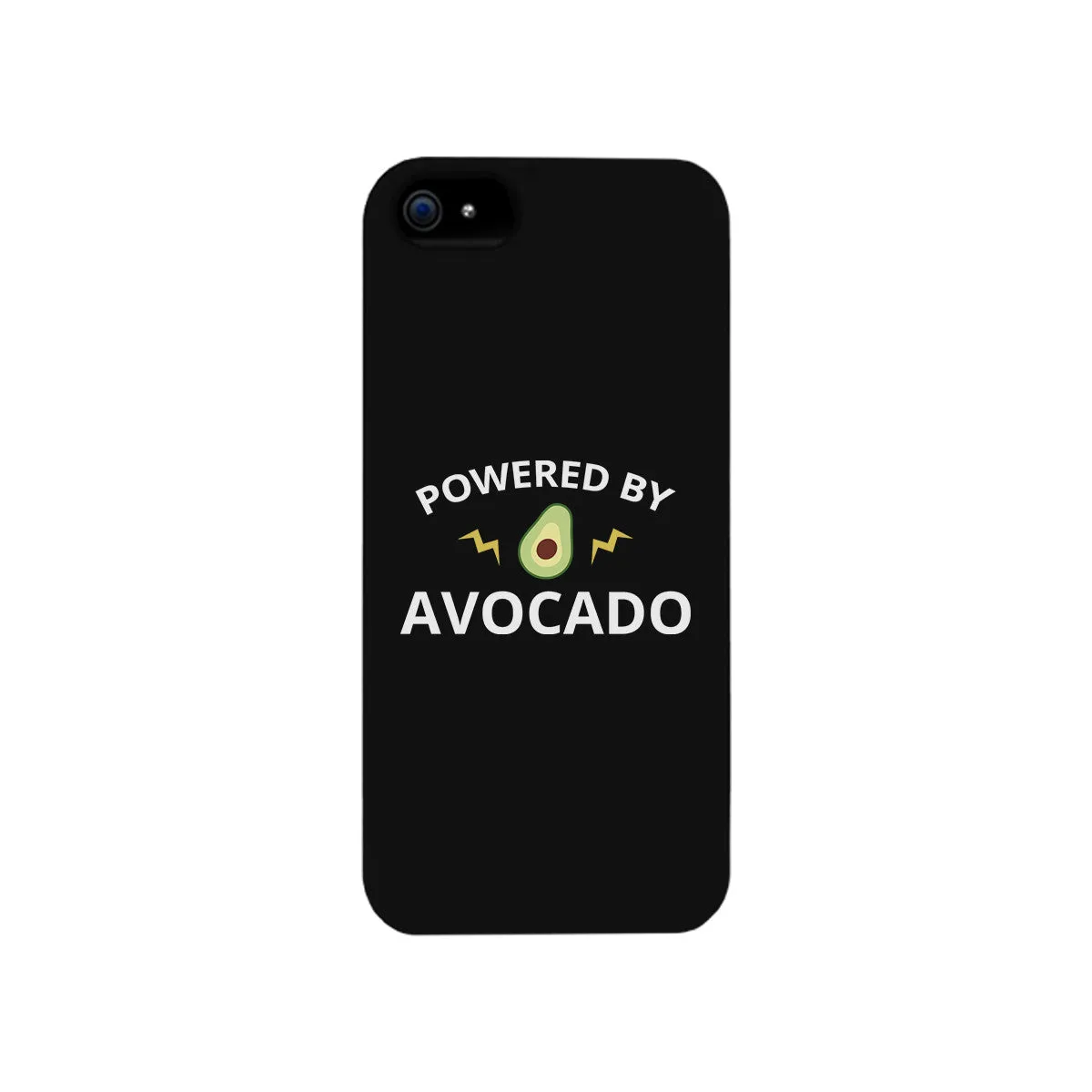 Powered By Avocado Black Phone Case Simple Graphic Phone Case