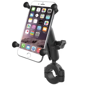 RAM Mount RAM Torque 1 1/8" - 1 1/2" Diameter Handlebar/Rail Base with 1" Ball, Medium Arm and X-Grip for Larger Phones [RAM-B-408-112-15-UN10U]