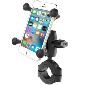 RAM Mount RAM Torque 1 1/8" - 1 1/2" Diameter Handlebar/Rail Base with B Size 1" Ball, Short Arm and X-Grip for Phones [RAM-B-408-112-15-A-UN7U]