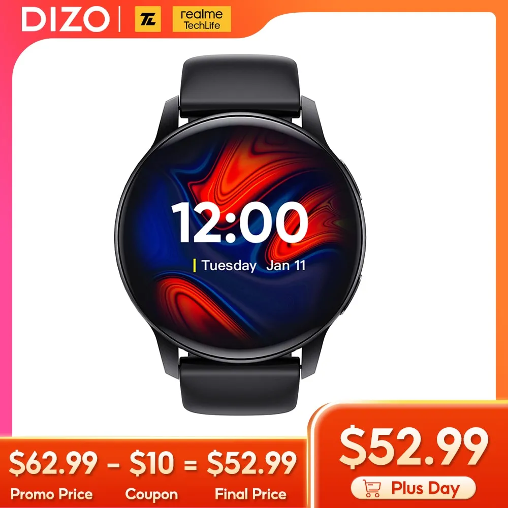 realme Techlife DIZO Watch R Smart Watch 360*360 AMOLED Display Waterproof Fitness Tracker Sport Smartwatch Women Men