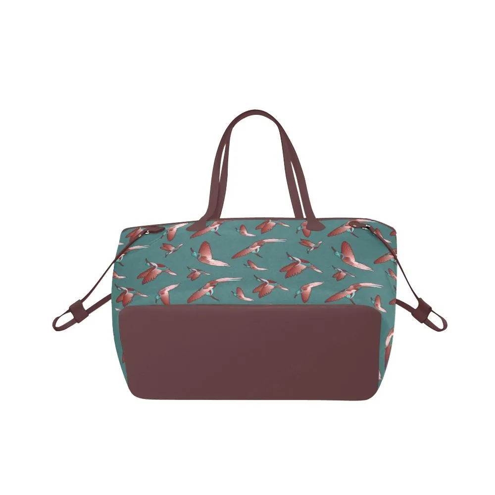 Red Swift Turquoise Clover Canvas Tote Bag