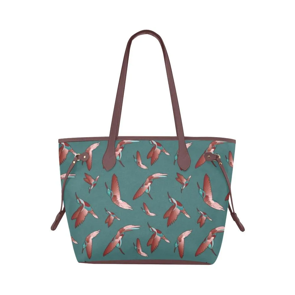 Red Swift Turquoise Clover Canvas Tote Bag