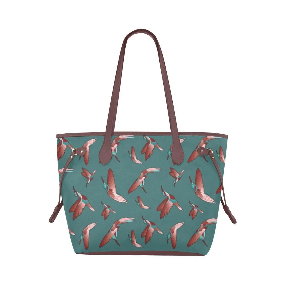 Red Swift Turquoise Clover Canvas Tote Bag