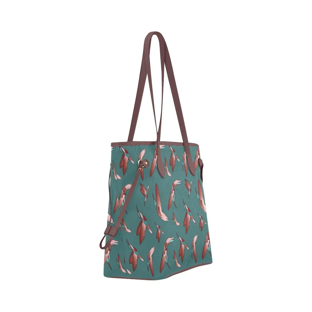 Red Swift Turquoise Clover Canvas Tote Bag