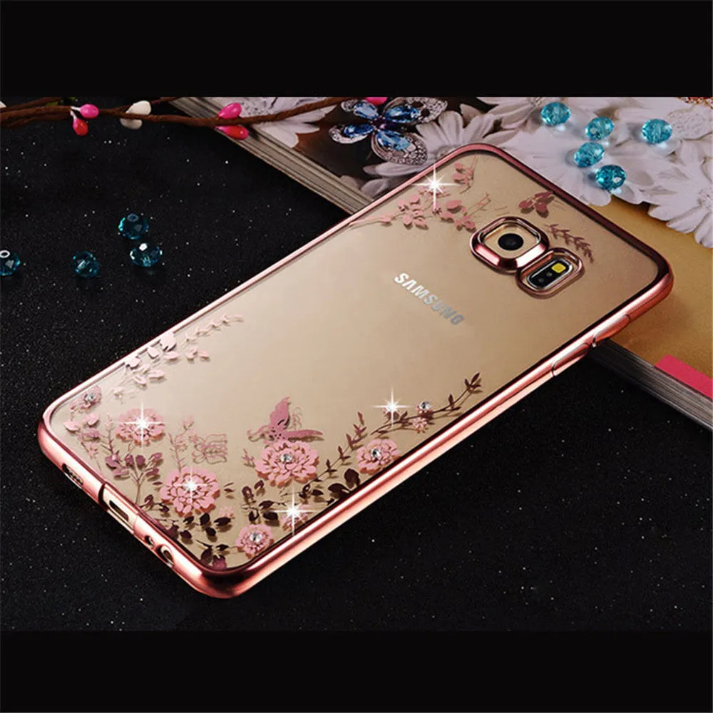 Rhinestones Soft TPU Cases For Samsung Galaxy A3 A5 2017 Case J5 J1 J3 2016 Case for Samsung Galaxy S7 S6 edge S3 S8 S5 Case