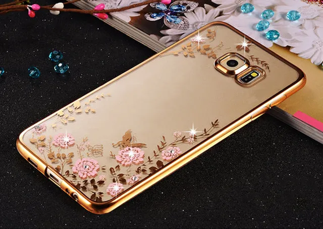 Rhinestones Soft TPU Cases For Samsung Galaxy A3 A5 2017 Case J5 J1 J3 2016 Case for Samsung Galaxy S7 S6 edge S3 S8 S5 Case