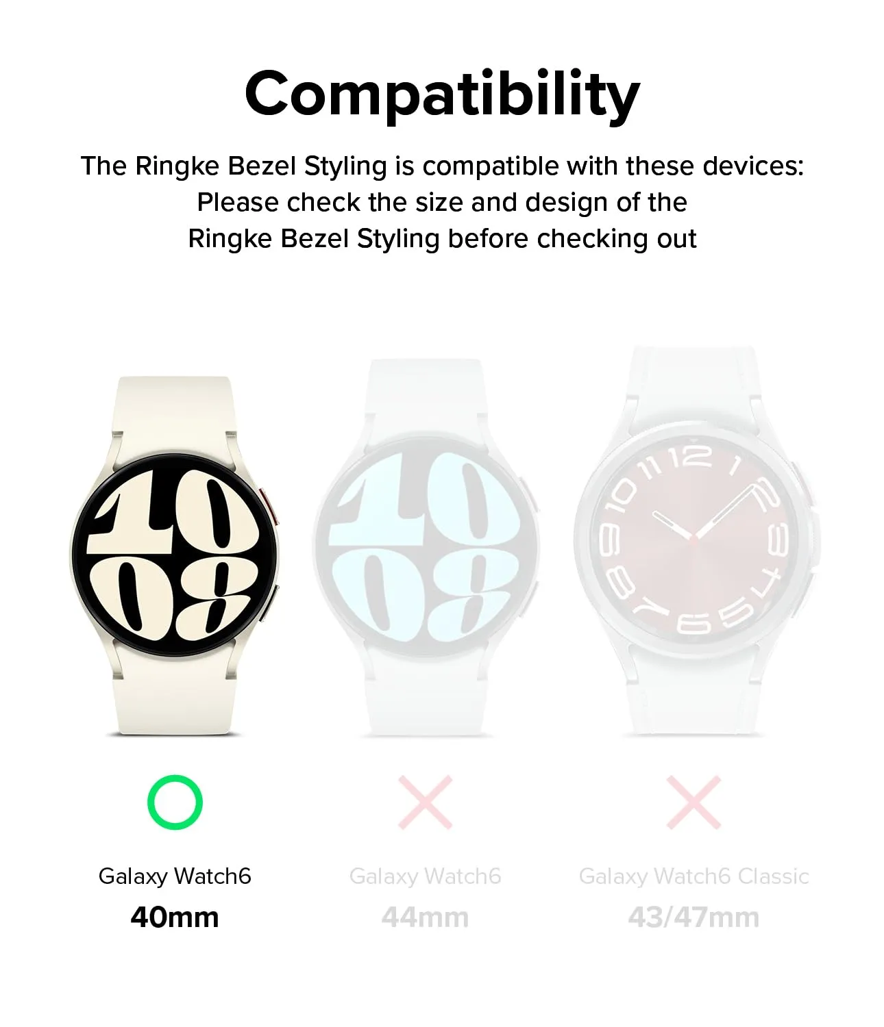 Ringke Bezel Styling Compatible with Samsung Galaxy Watch 6 Case (40mm)  - 40-04 (ST) - Silver