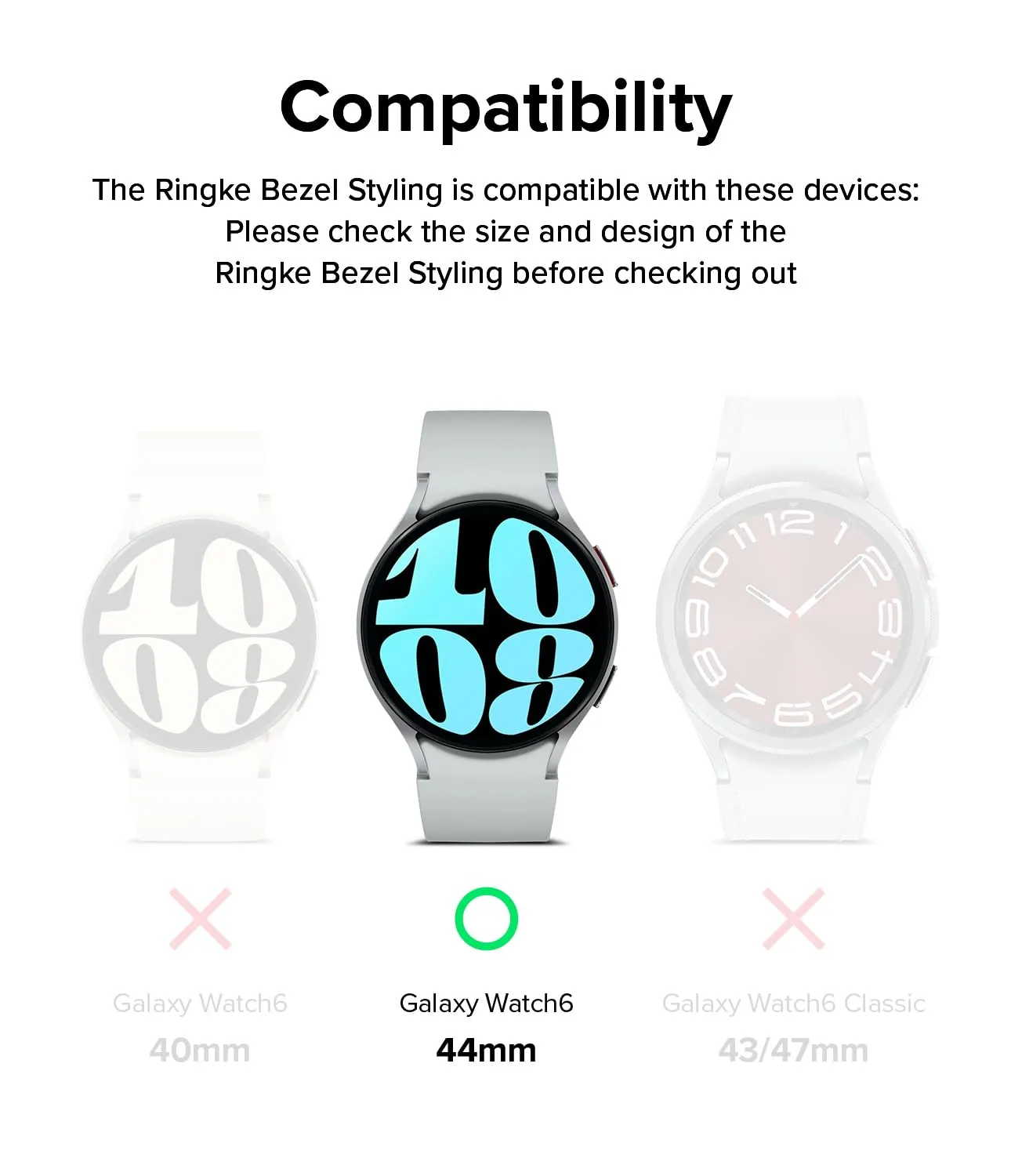 Ringke Bezel Styling  Compatible with Samsung Galaxy Watch 6 Case (44mm) - 44-04 (ST) - Silver