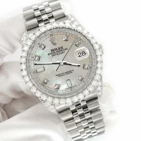 Rolex Datejust 116200 36mm 4CT Diamond Bezel/Lugs/Champagne MOP 6 9 Baguette TFJ-142508610