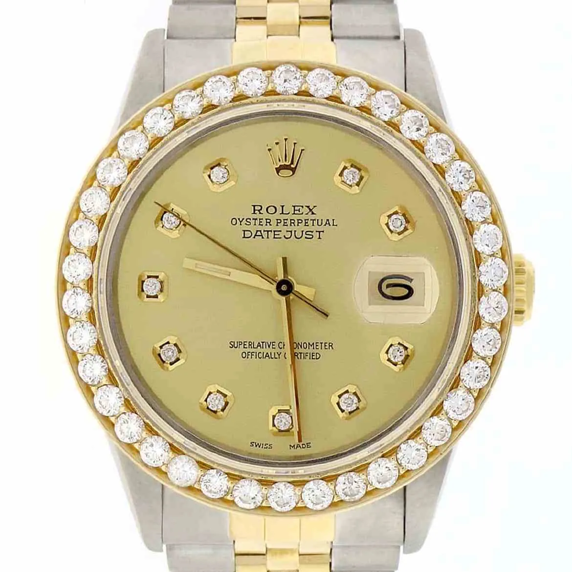 Rolex Datejust 2-Tone 18K Gold/SS 36MM Jubilee Watch w/2.65ct Diamond Bezel&amp;Dial TFJ-142508027